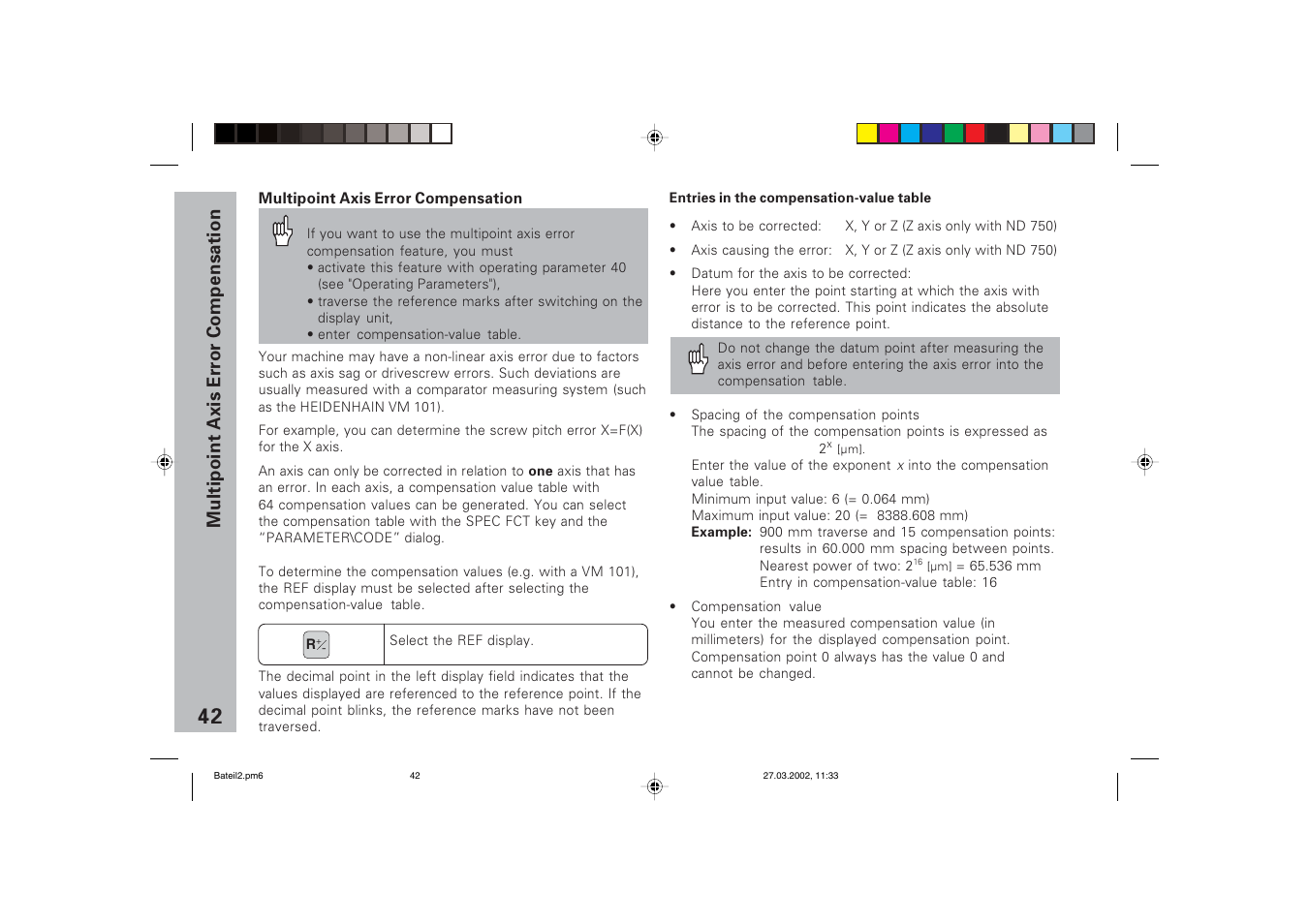 Multipoint axis error compensation | HEIDENHAIN ND 710 v.3 User Manual | Page 41 / 46