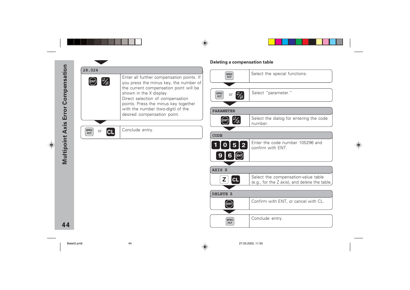 Multipoint a xis error compensation z | HEIDENHAIN ND 710 v.3 User Manual | Page 43 / 46