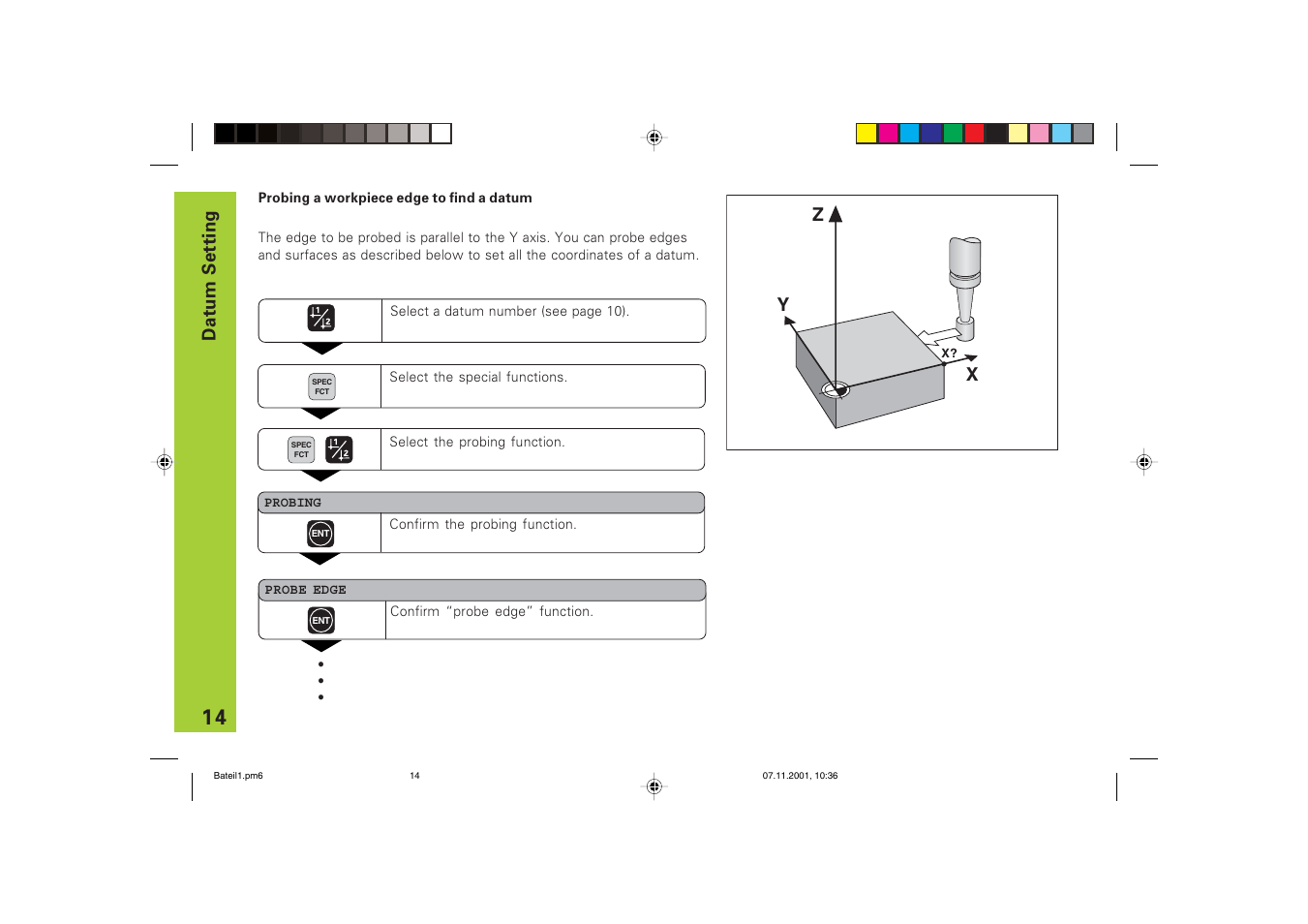 Datum setting y x z | HEIDENHAIN ND 720 v.3 User Manual | Page 14 / 72