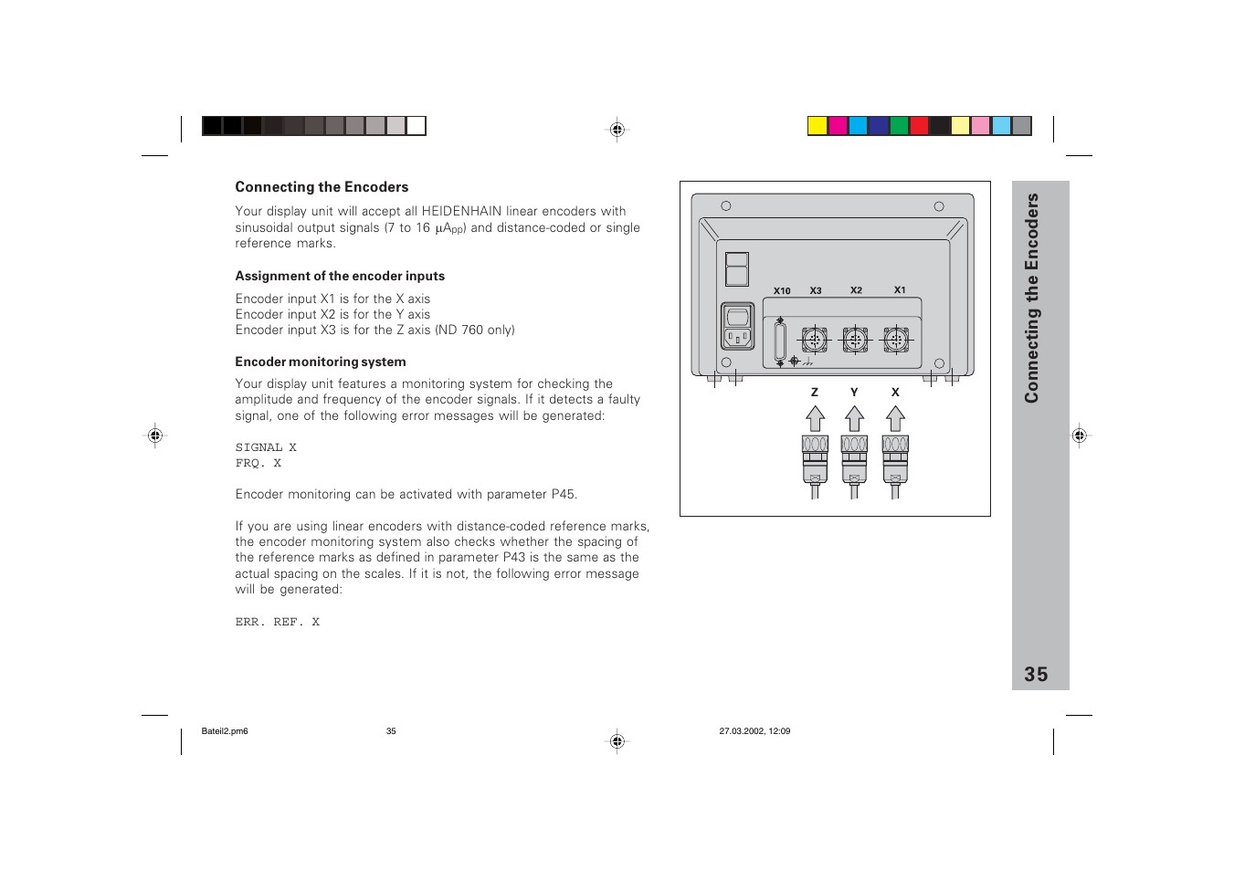 Connecting the encoders | HEIDENHAIN ND 720 v.3 User Manual | Page 35 / 72