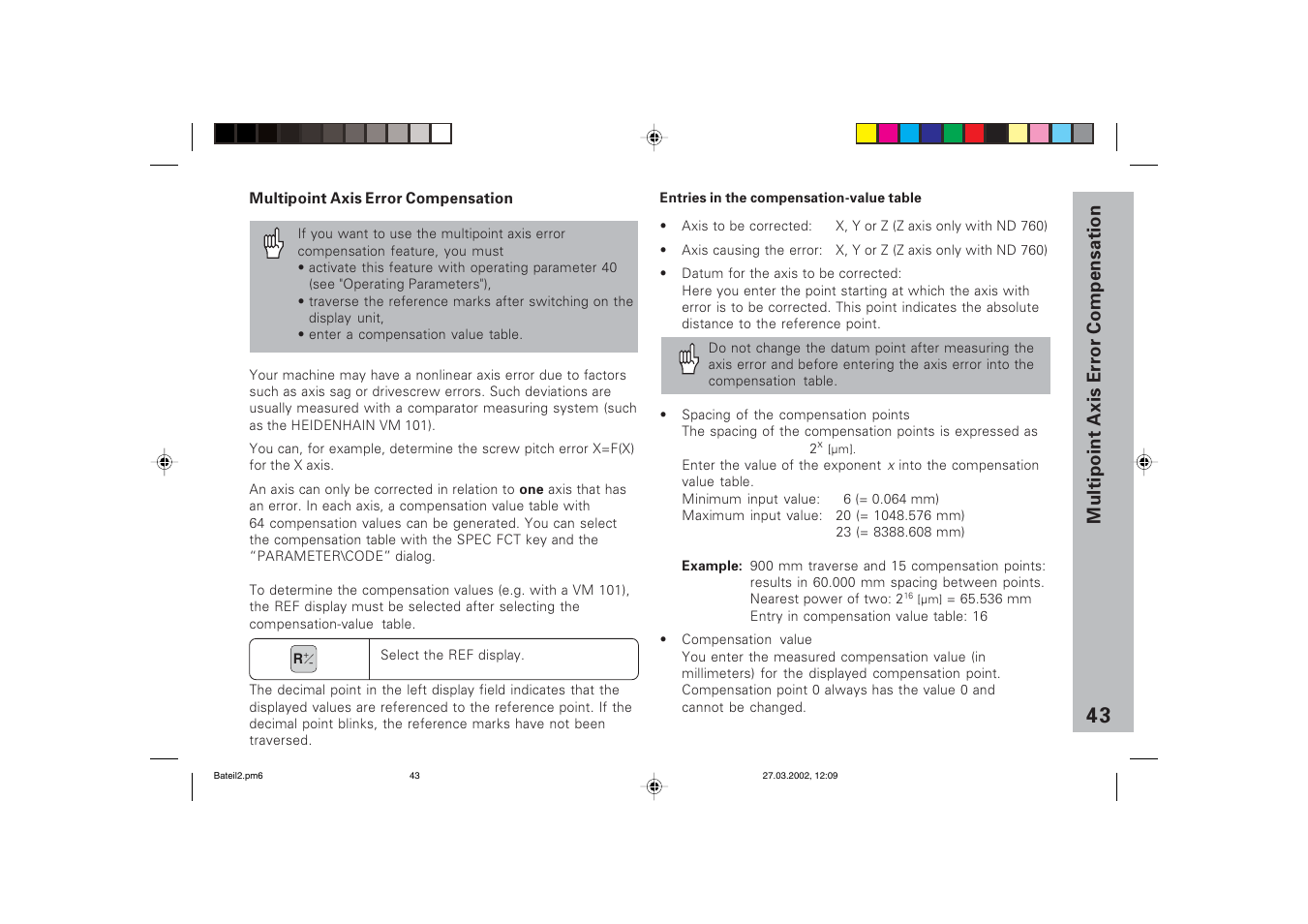 Multipoint axis error compensation | HEIDENHAIN ND 720 v.3 User Manual | Page 43 / 72