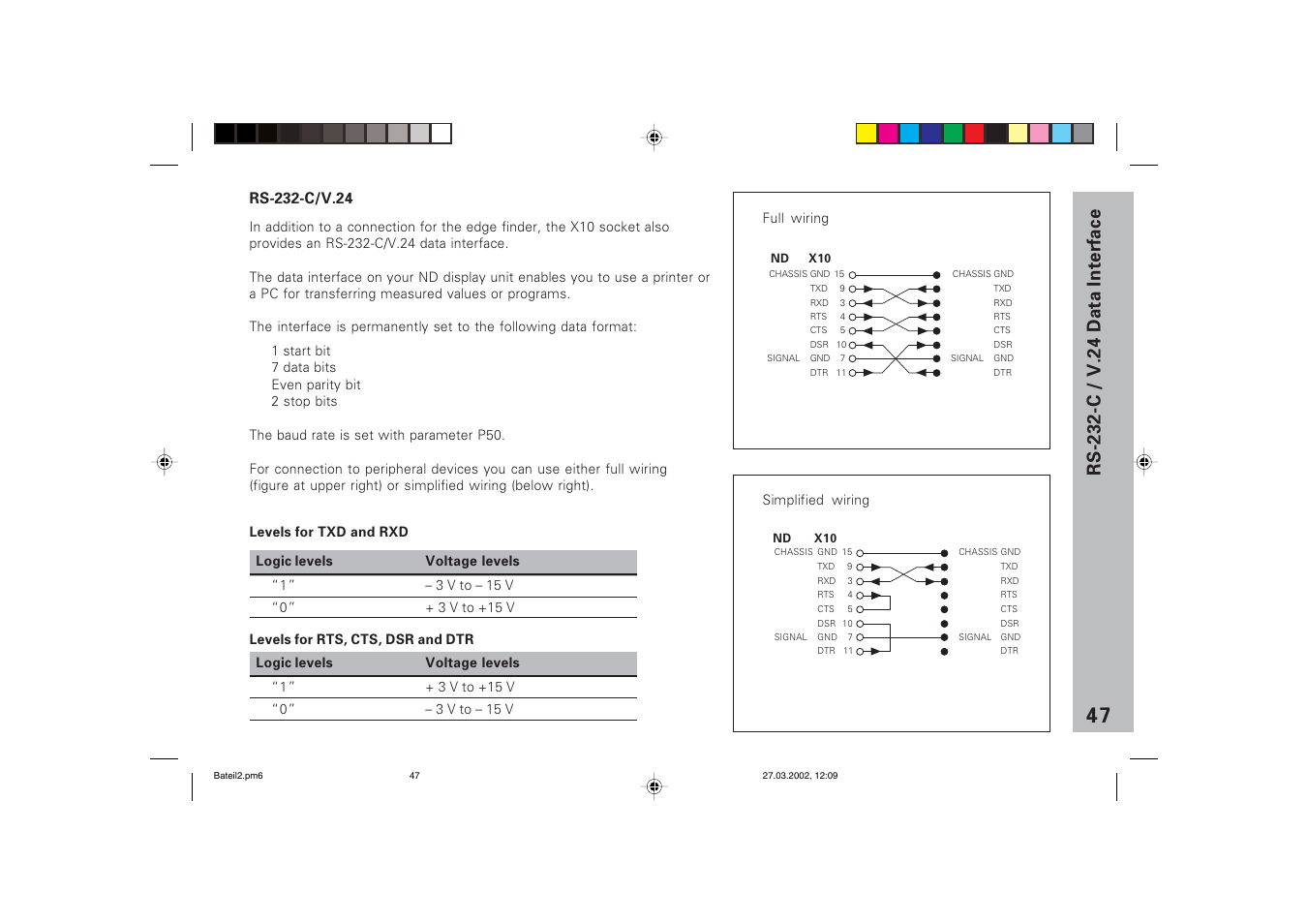 Data interface rs-232-c/v.24 | HEIDENHAIN ND 720 v.3 User Manual | Page 47 / 72