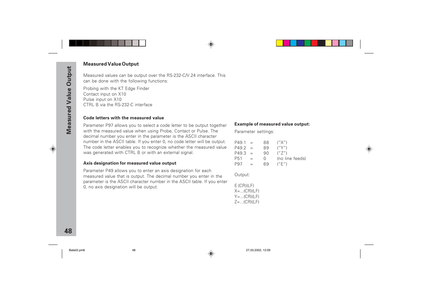 Measured-value output | HEIDENHAIN ND 720 v.3 User Manual | Page 48 / 72