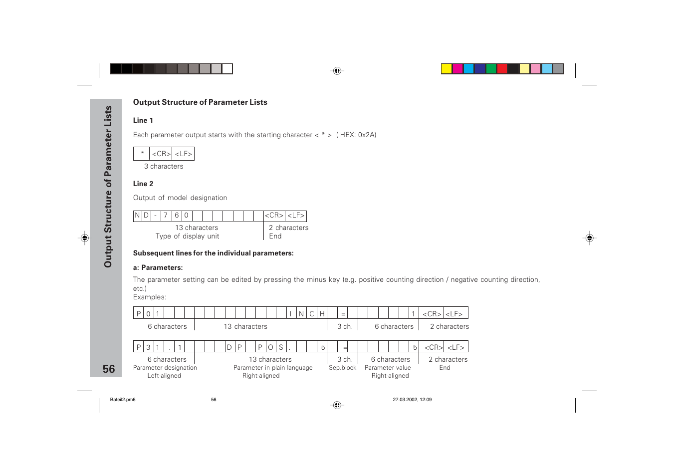 Output structure of parameter lists | HEIDENHAIN ND 720 v.3 User Manual | Page 56 / 72