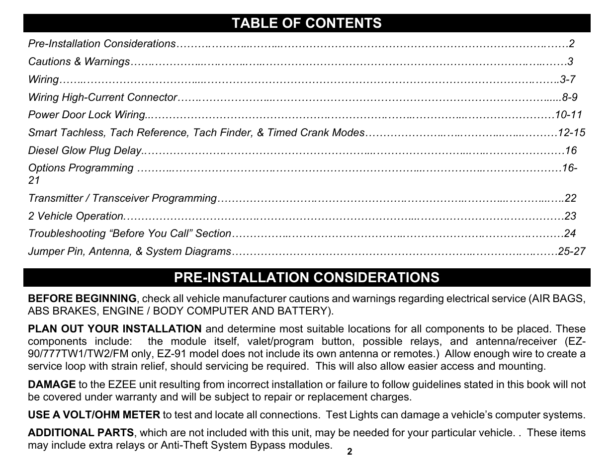 Crimestopper Security Products EZ-91 User Manual | Page 2 / 28