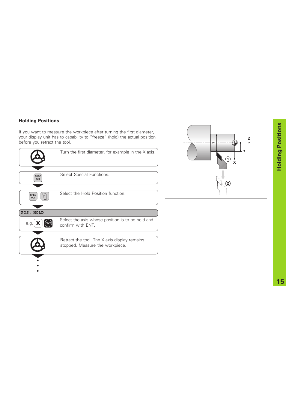 Holding positions, Xholding positions | HEIDENHAIN ND 730 v.1 User Manual | Page 15 / 40