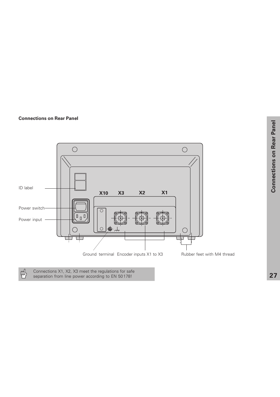 Connections on rear panel | HEIDENHAIN ND 730 v.1 User Manual | Page 26 / 40