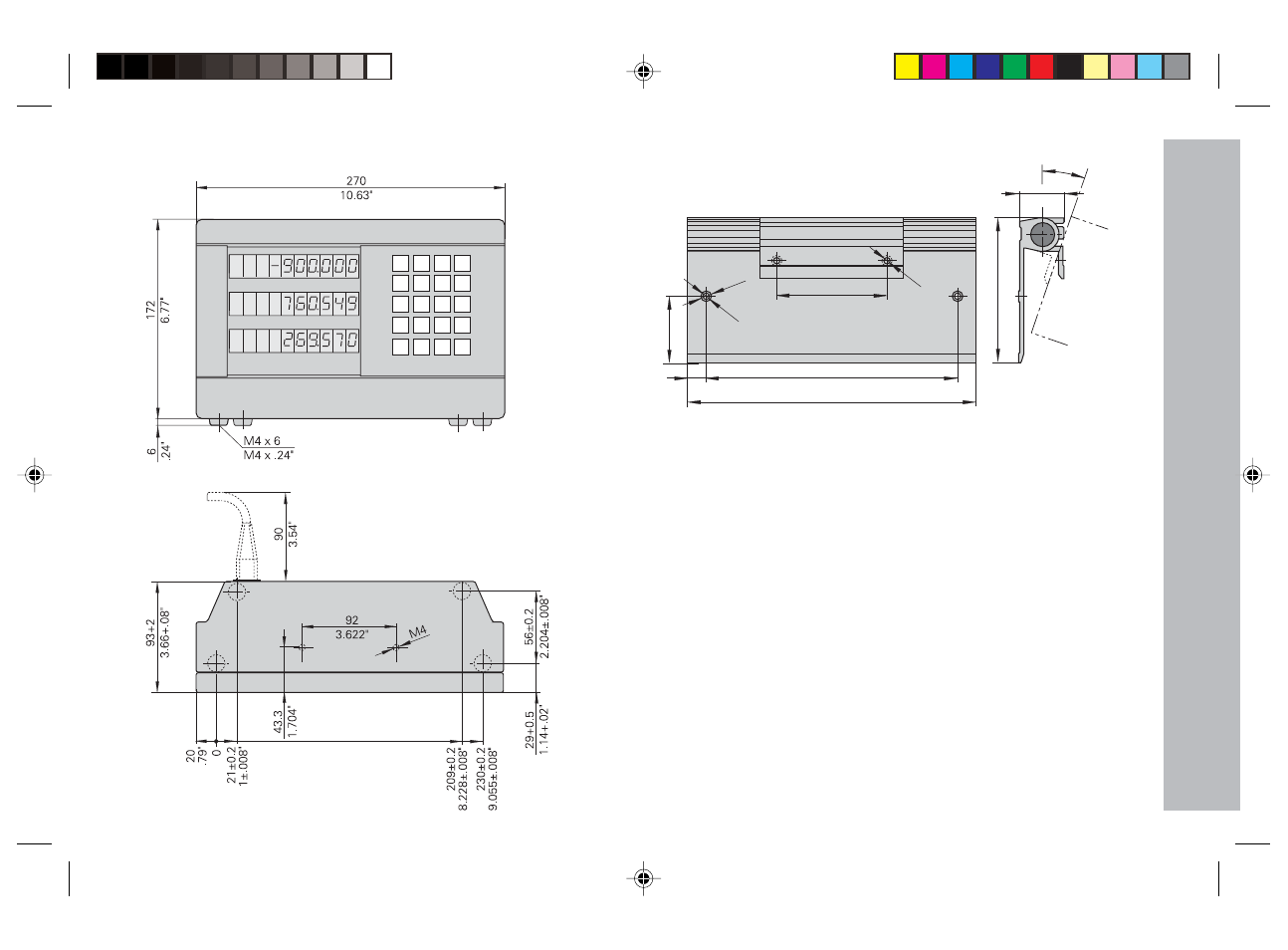 Specifications, Tilting base dimensions in mm/inches | HEIDENHAIN ND 730 v.3 User Manual | Page 40 / 41