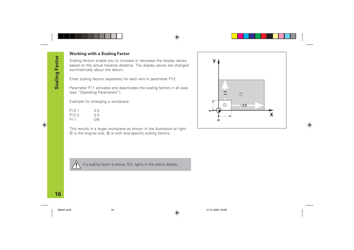 Working with a scaling factor | HEIDENHAIN ND 760 E User Manual | Page 16 / 44