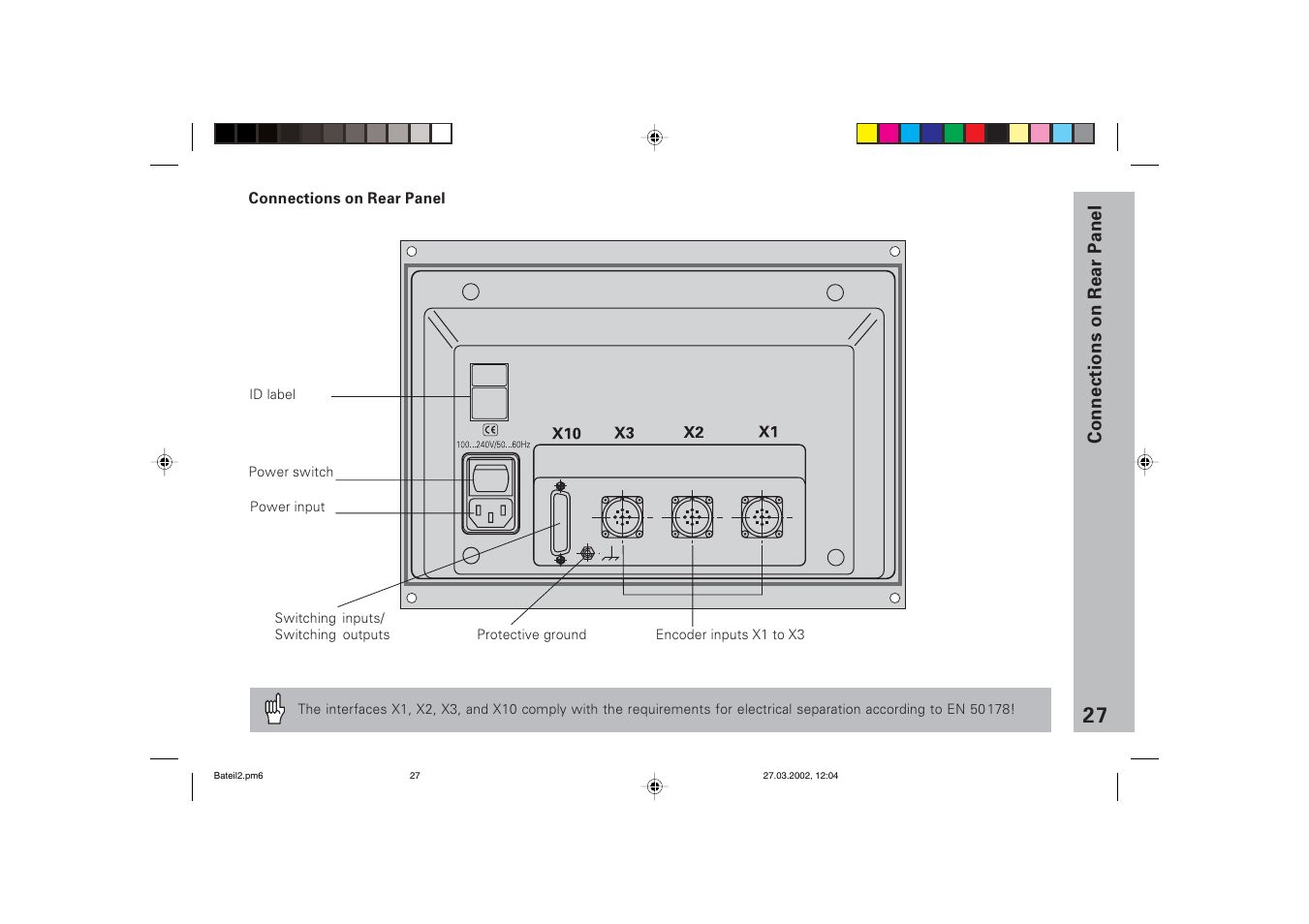 Connections on rear panel | HEIDENHAIN ND 760 E User Manual | Page 26 / 44