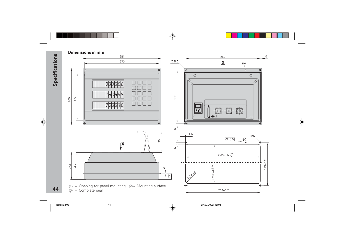 Dimensions of nd 760 e, Specifications | HEIDENHAIN ND 760 E User Manual | Page 43 / 44