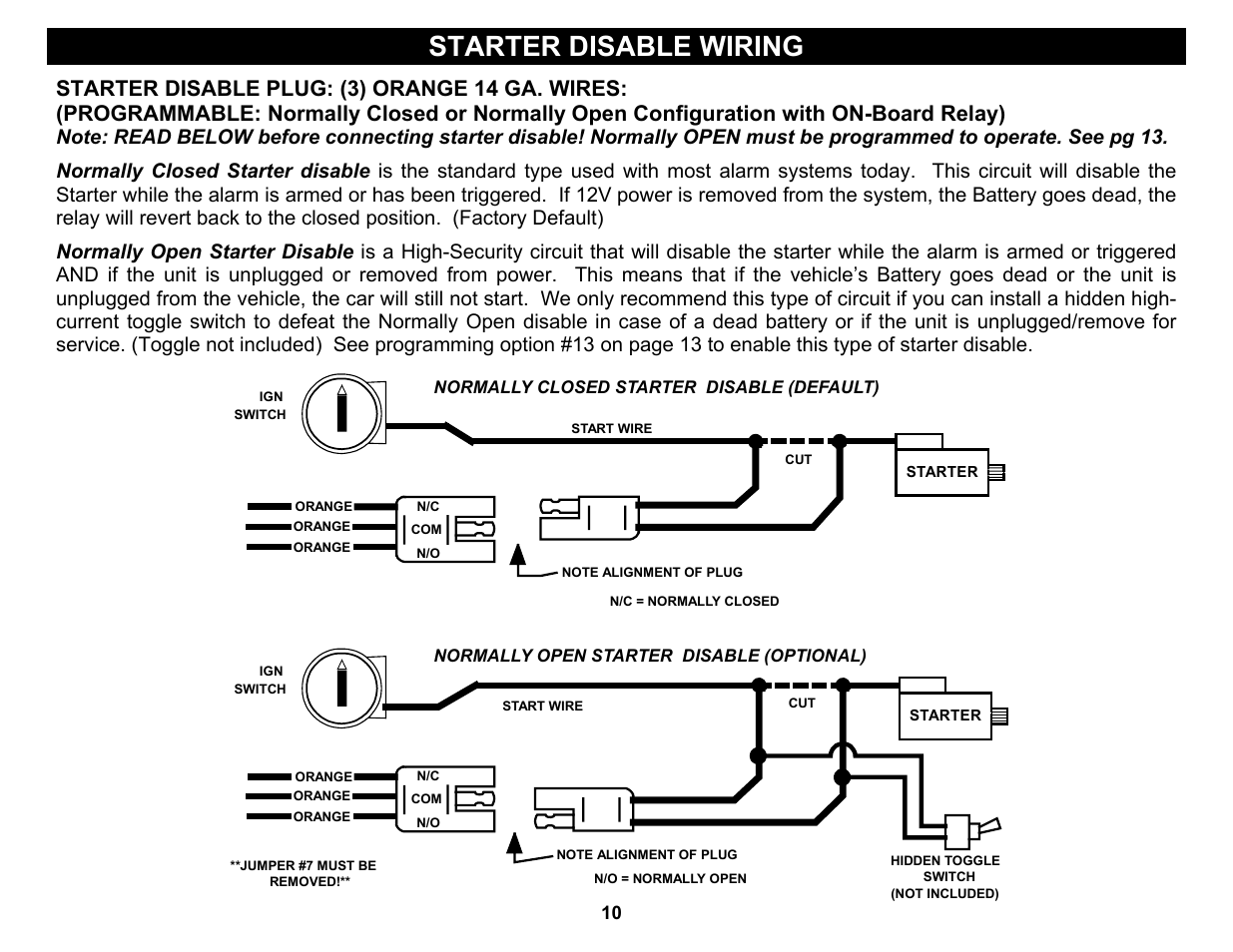 Starter disable wiring | Crimestopper Security Products CS-2004TW1 User Manual | Page 10 / 24