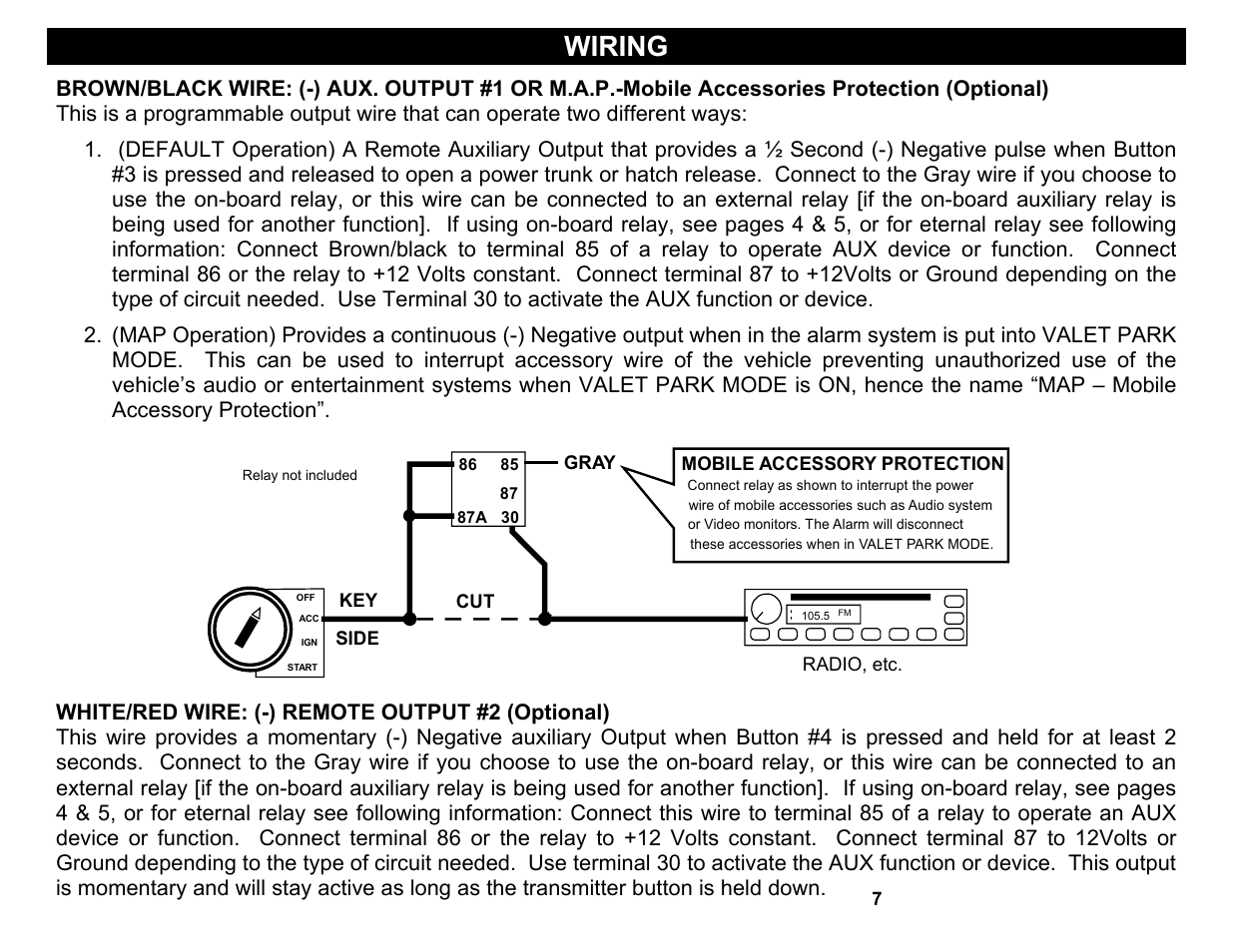 White/red wire: (-) remote output #2 (optional), Wiring | Crimestopper Security Products CS-2004TW1 User Manual | Page 7 / 24