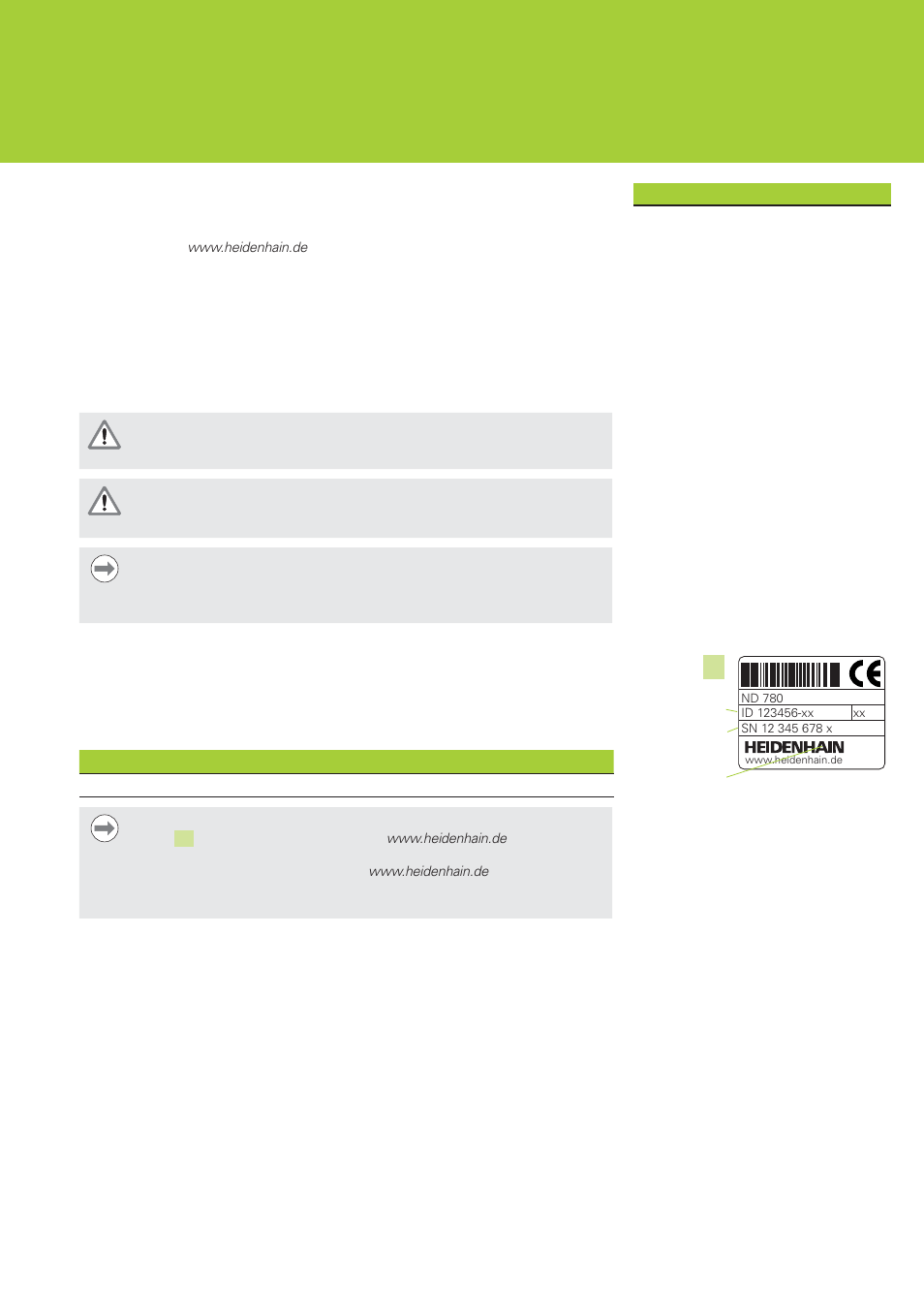 Nd 78 設置説明書, 説明書の利用方法, 機種情報 | HEIDENHAIN ND 780 Installation User Manual | Page 105 / 132