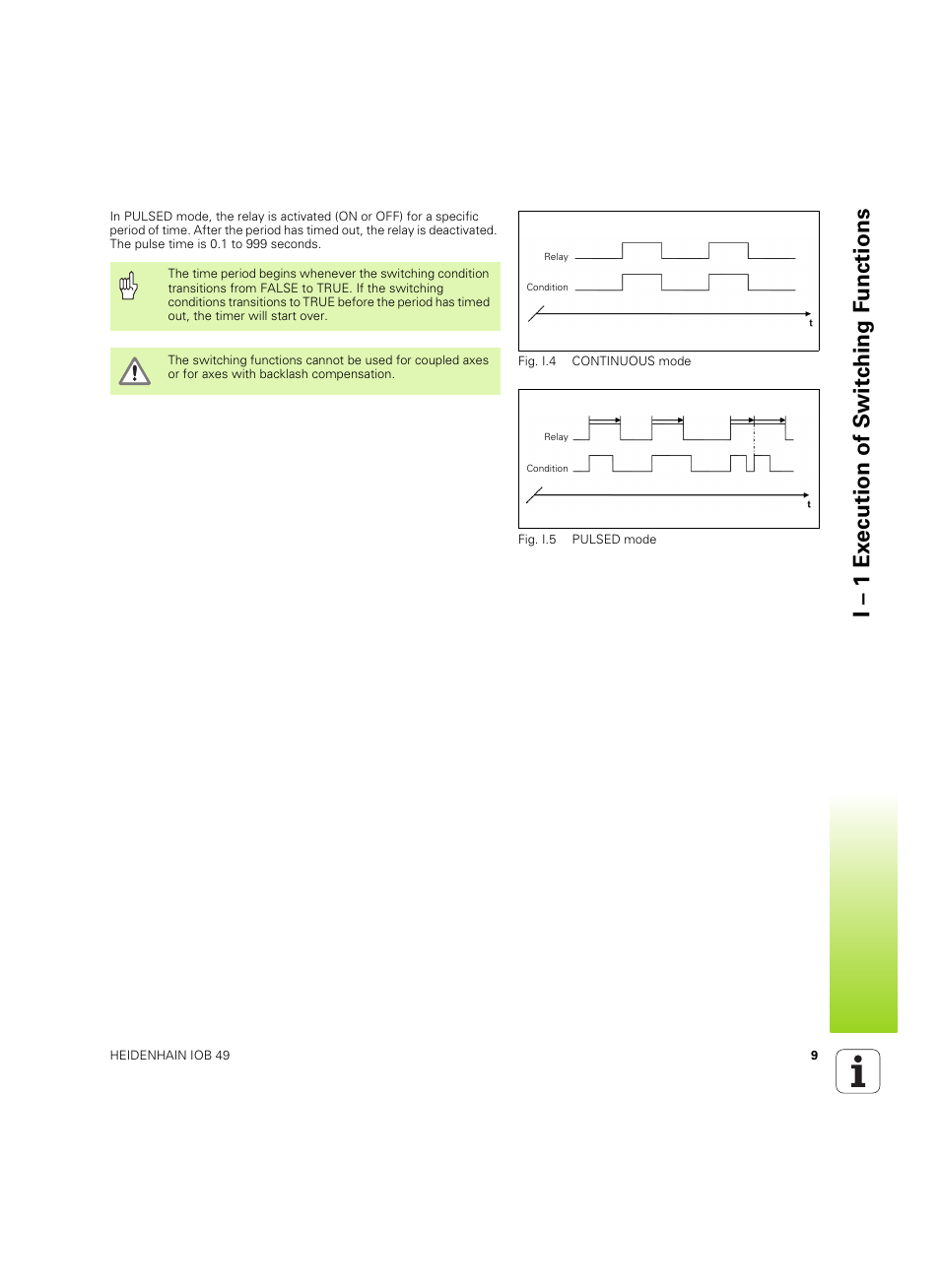 I – 1 ex ecution of s w itc h ing f unctions | HEIDENHAIN IOB 49 User Manual | Page 9 / 21