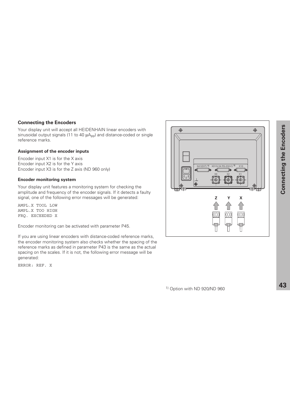 Connecting the encoders | HEIDENHAIN ND 920 User Manual | Page 43 / 68