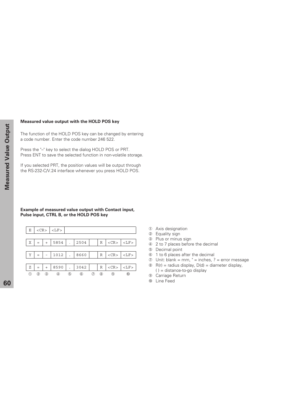 Measured value output | HEIDENHAIN ND 920 User Manual | Page 60 / 68