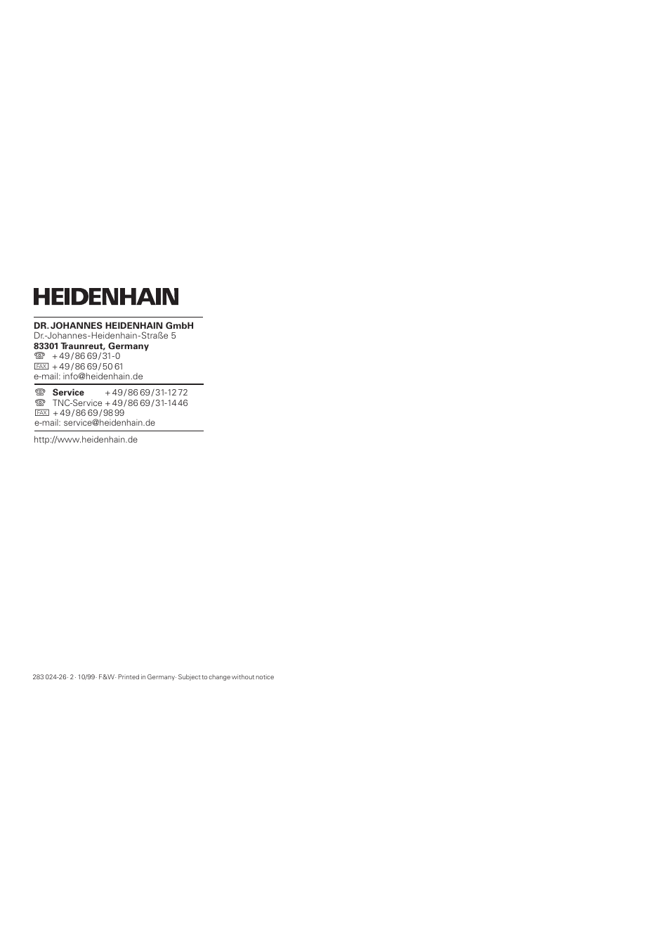 HEIDENHAIN ND 920 User Manual | Page 68 / 68