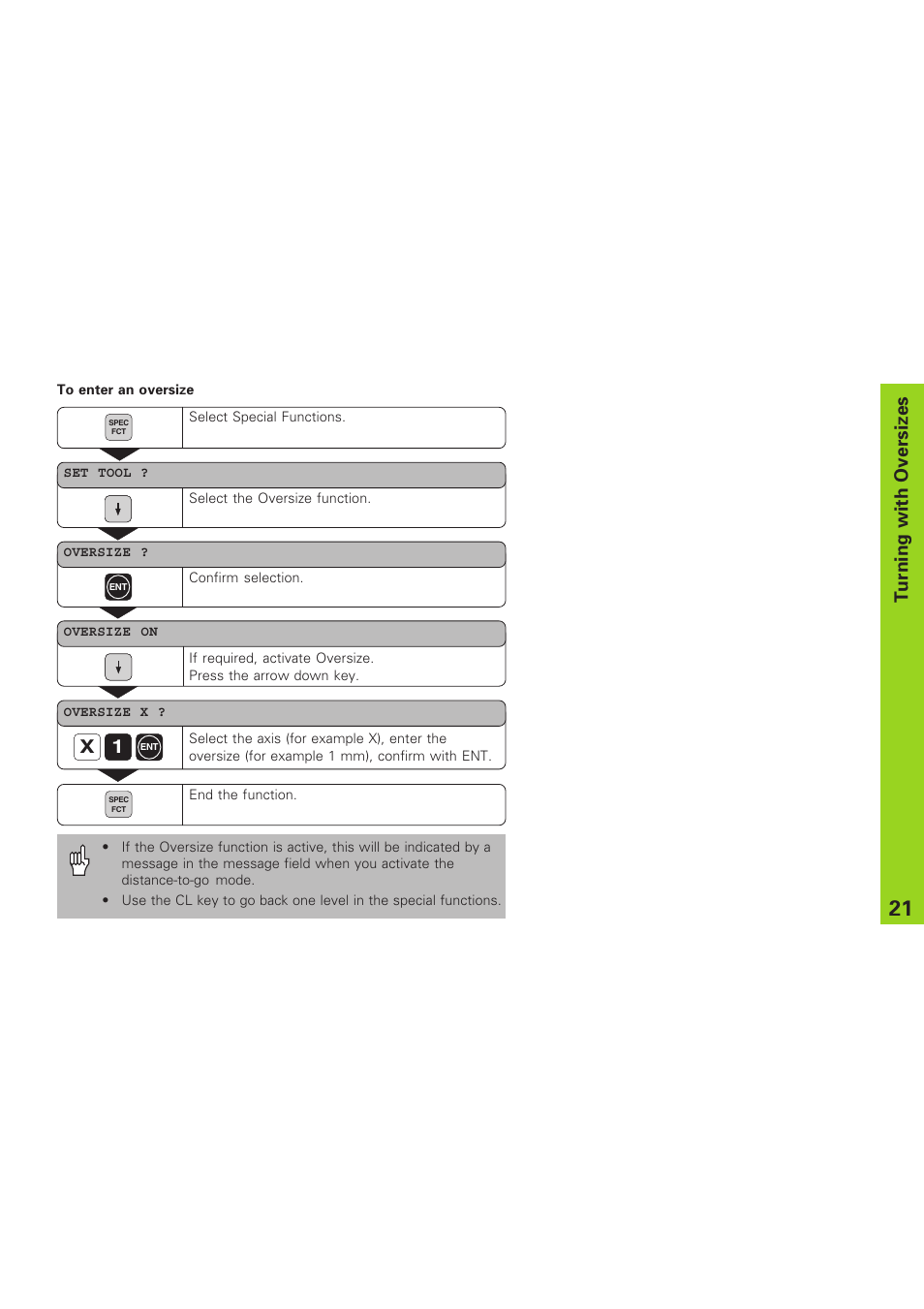 Turning with oversizes | HEIDENHAIN ND 930 User Manual | Page 21 / 47
