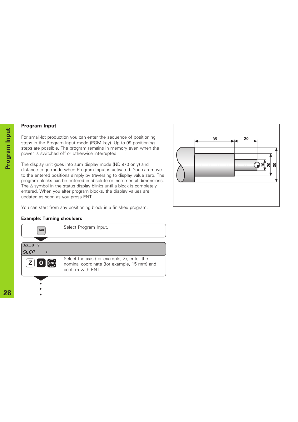 Program input | HEIDENHAIN ND 930 User Manual | Page 28 / 47