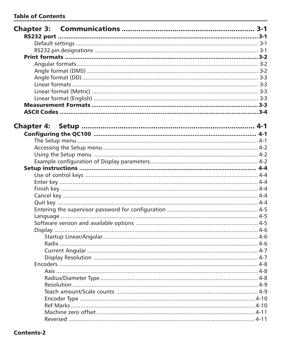 Chapter 3: communications -1, Chapter 4: setup -1 | HEIDENHAIN ND 1100 User Manual | Page 14 / 81