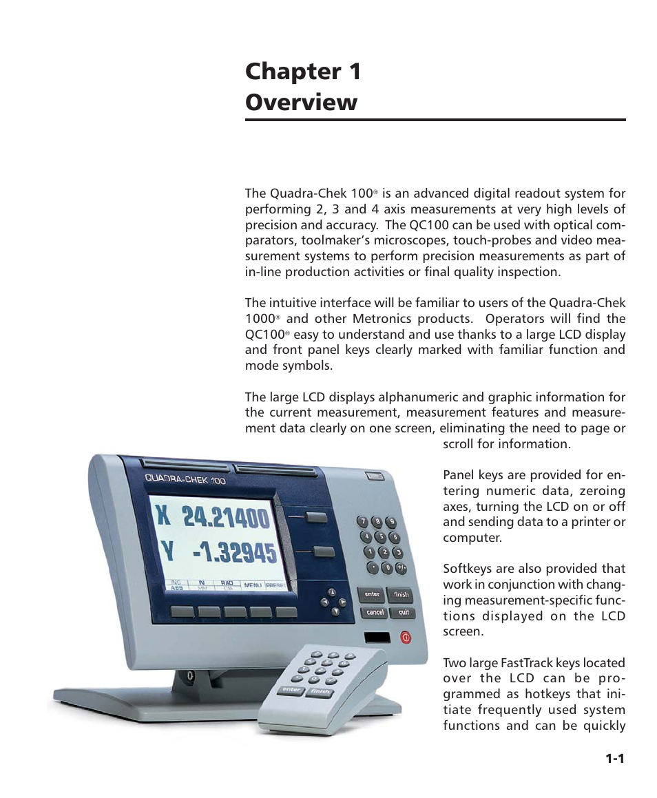 Chapter 1 overview | HEIDENHAIN ND 1100 User Manual | Page 17 / 81