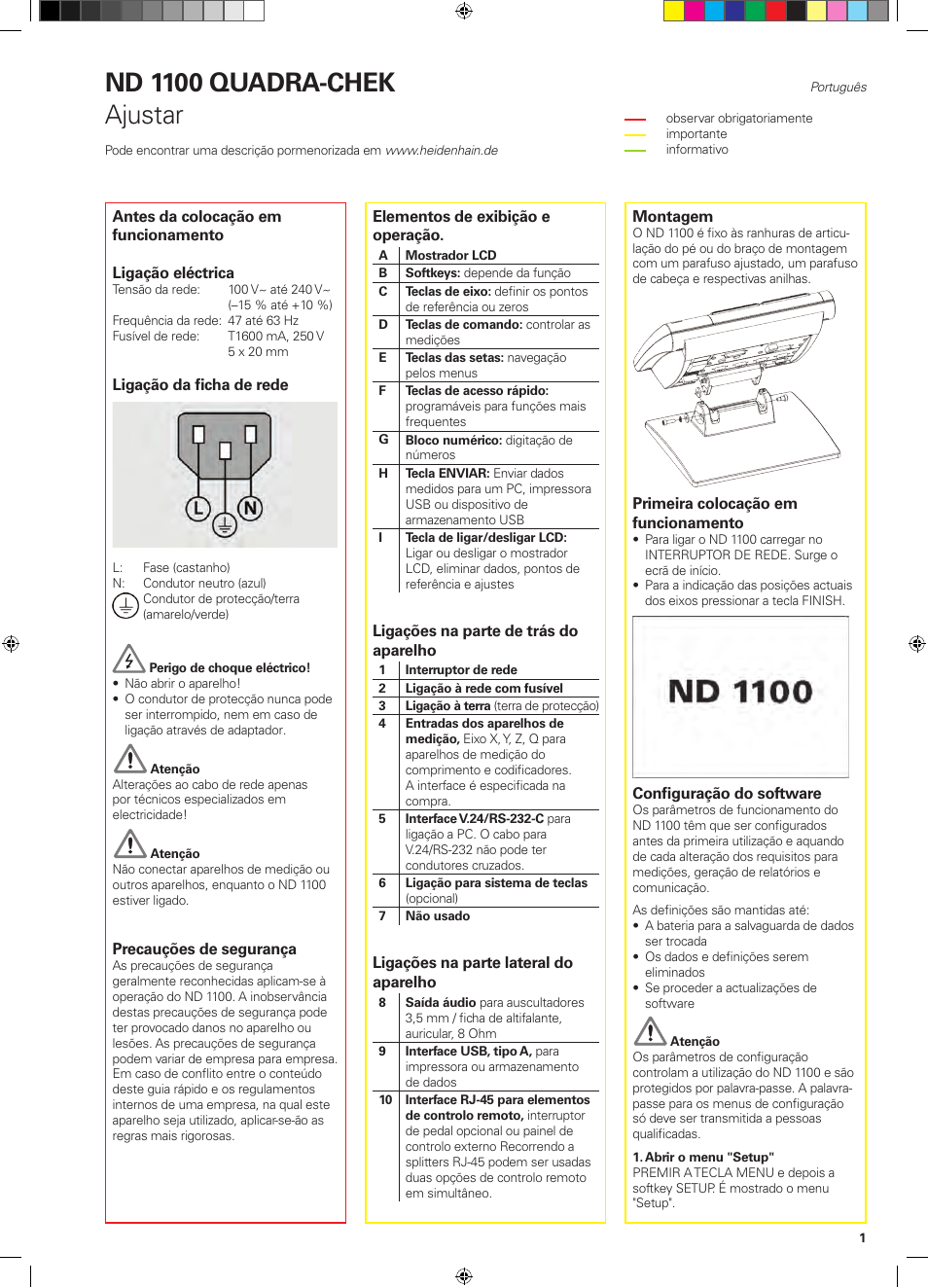 09_nd1100_pt, Nd 1100 quadra-chek, Ajustar | HEIDENHAIN ND 1100 Quick Start User Manual | Page 19 / 36