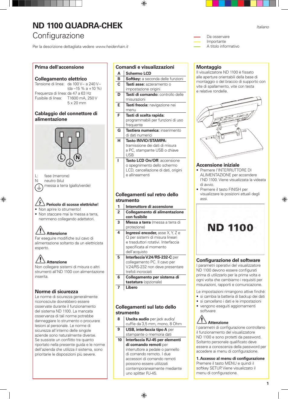 04_nd1100_it, Nd 1100 quadra-chek, Configurazione | HEIDENHAIN ND 1100 Quick Start User Manual | Page 9 / 36