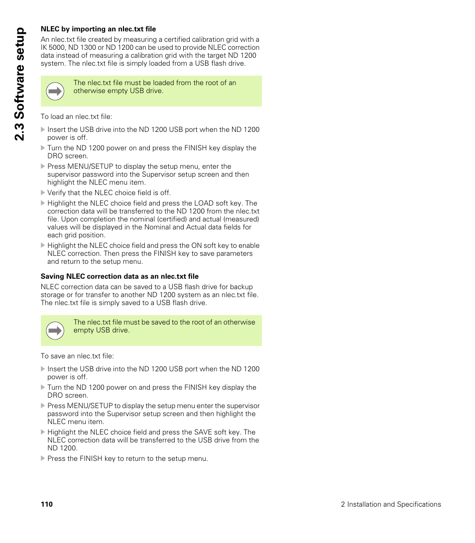 3 sof tw a re set u p | HEIDENHAIN ND 1200 User Manual | Page 110 / 141