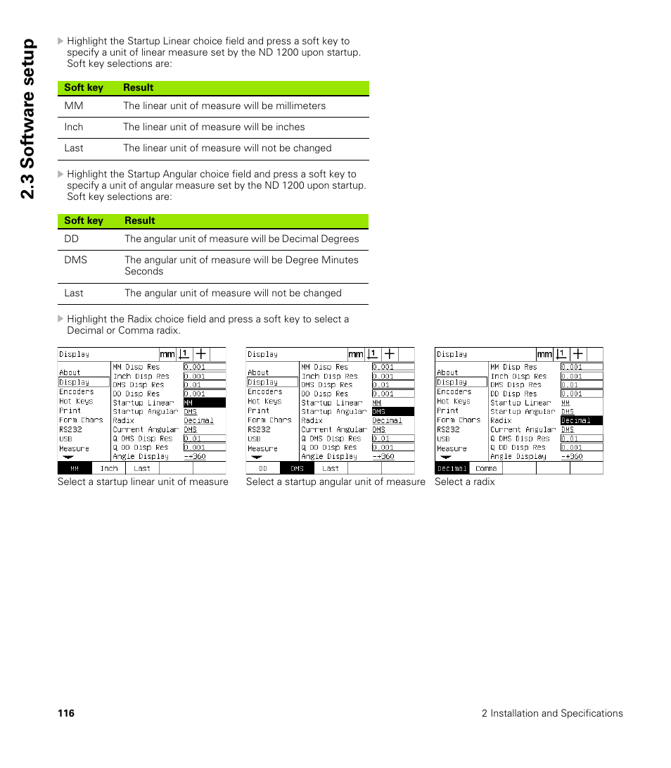 3 sof tw a re set u p | HEIDENHAIN ND 1200 User Manual | Page 116 / 141