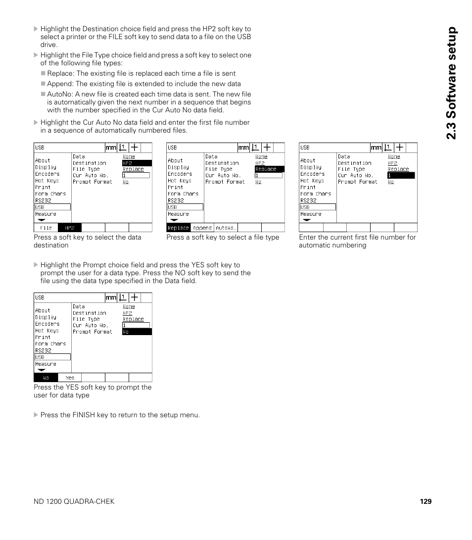 3 sof tw a re set u p | HEIDENHAIN ND 1200 User Manual | Page 129 / 141