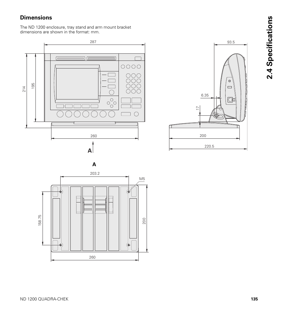 Dimensions, 4 specifications | HEIDENHAIN ND 1200 User Manual | Page 135 / 141