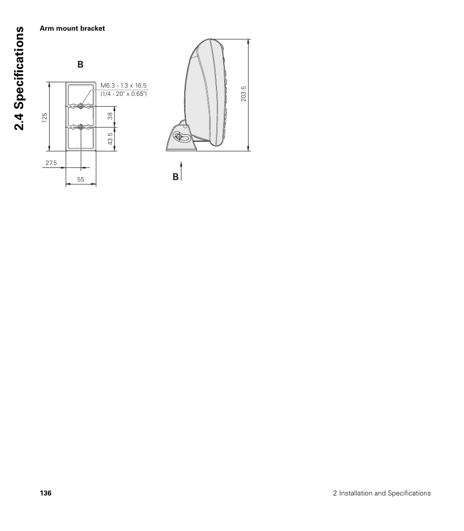 Arm mount bracket, 4 specifications | HEIDENHAIN ND 1200 User Manual | Page 136 / 141