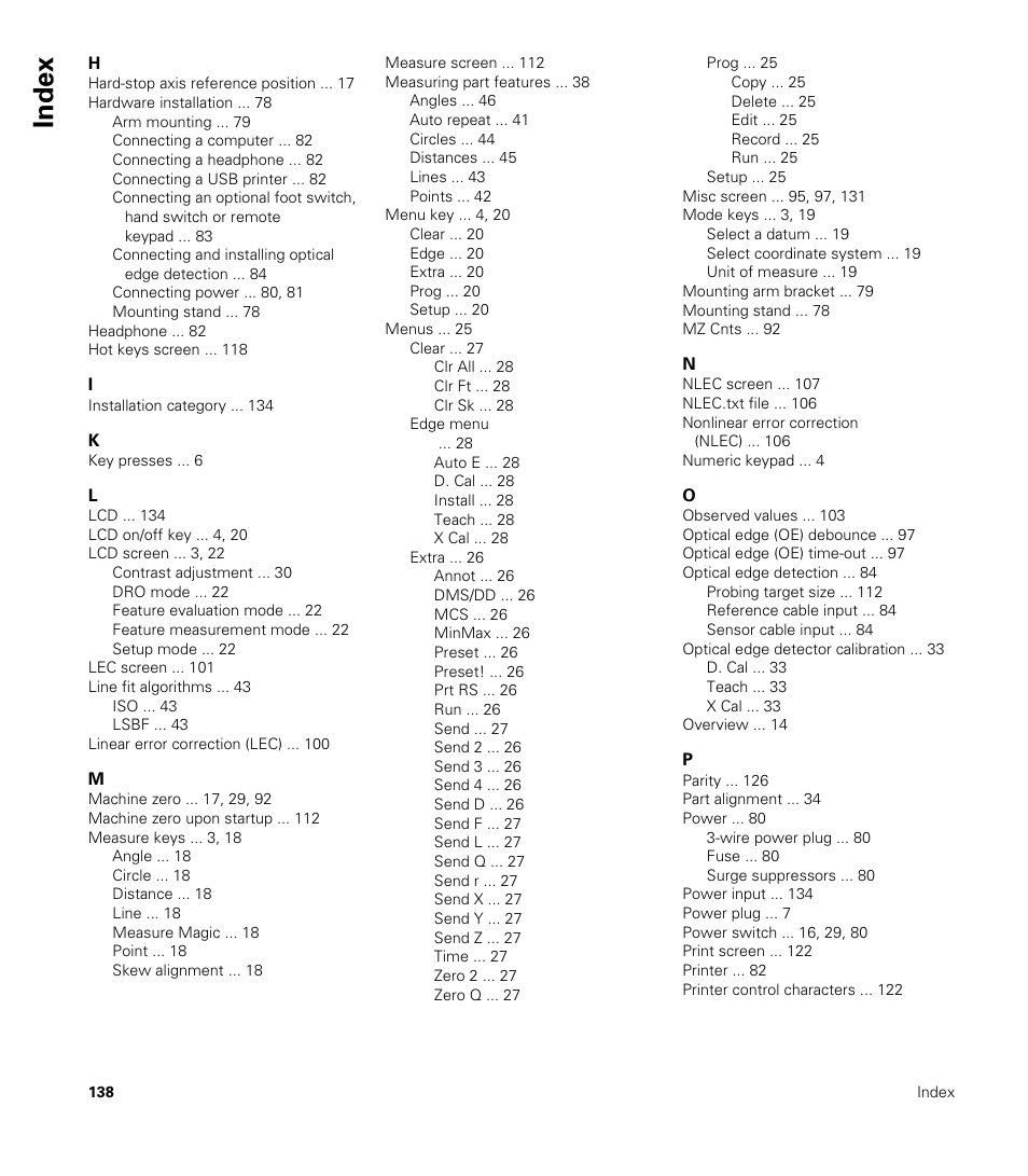 Index | HEIDENHAIN ND 1200 User Manual | Page 138 / 141
