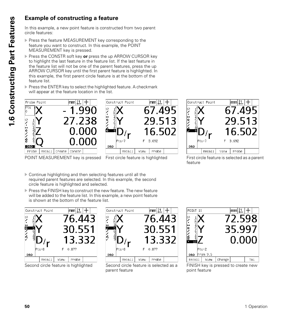 Example of constructing a feature, 6 constr ucting p a rt f e at ur es | HEIDENHAIN ND 1200 User Manual | Page 50 / 141