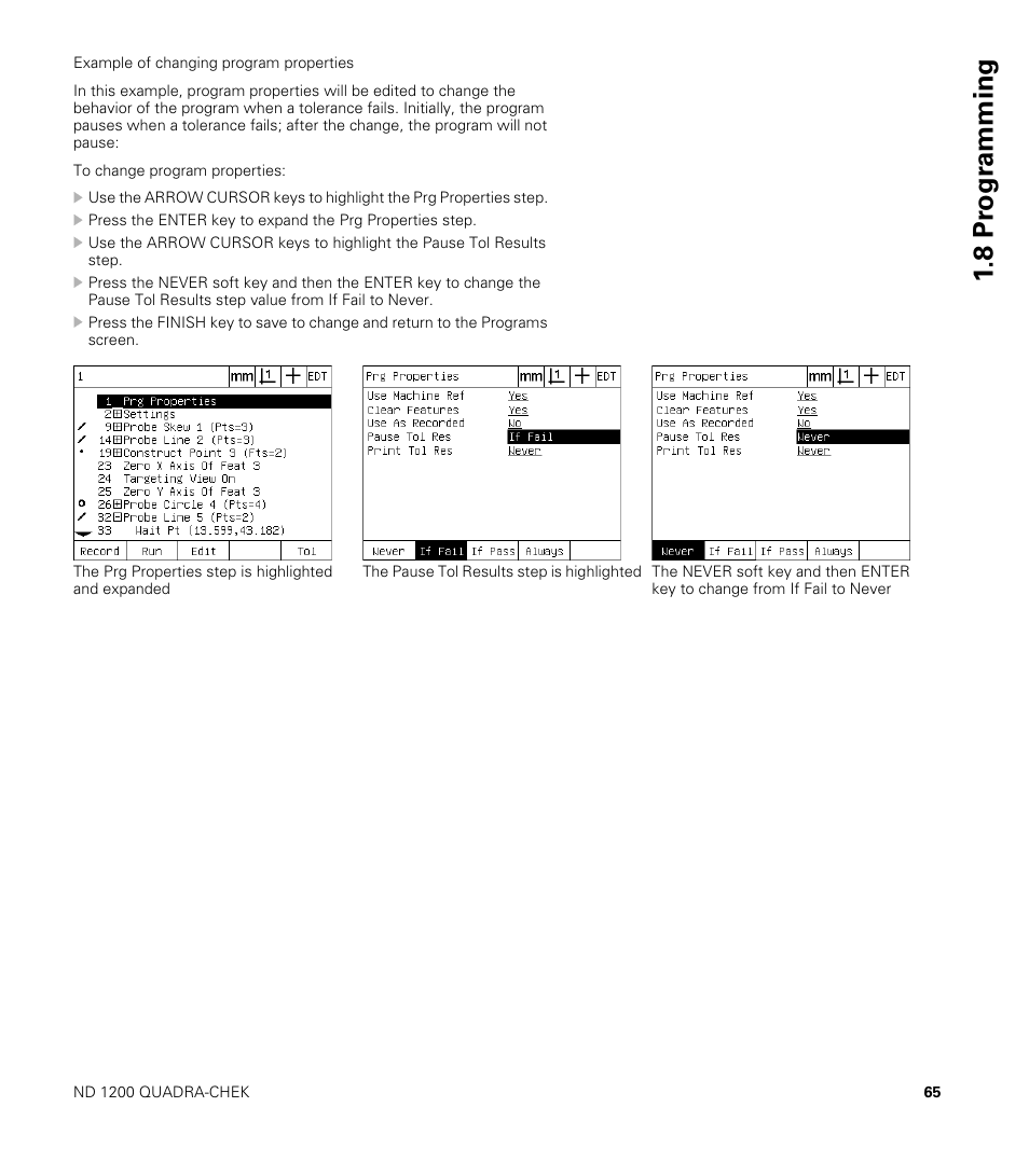 8 pr ogr amming | HEIDENHAIN ND 1200 User Manual | Page 65 / 141