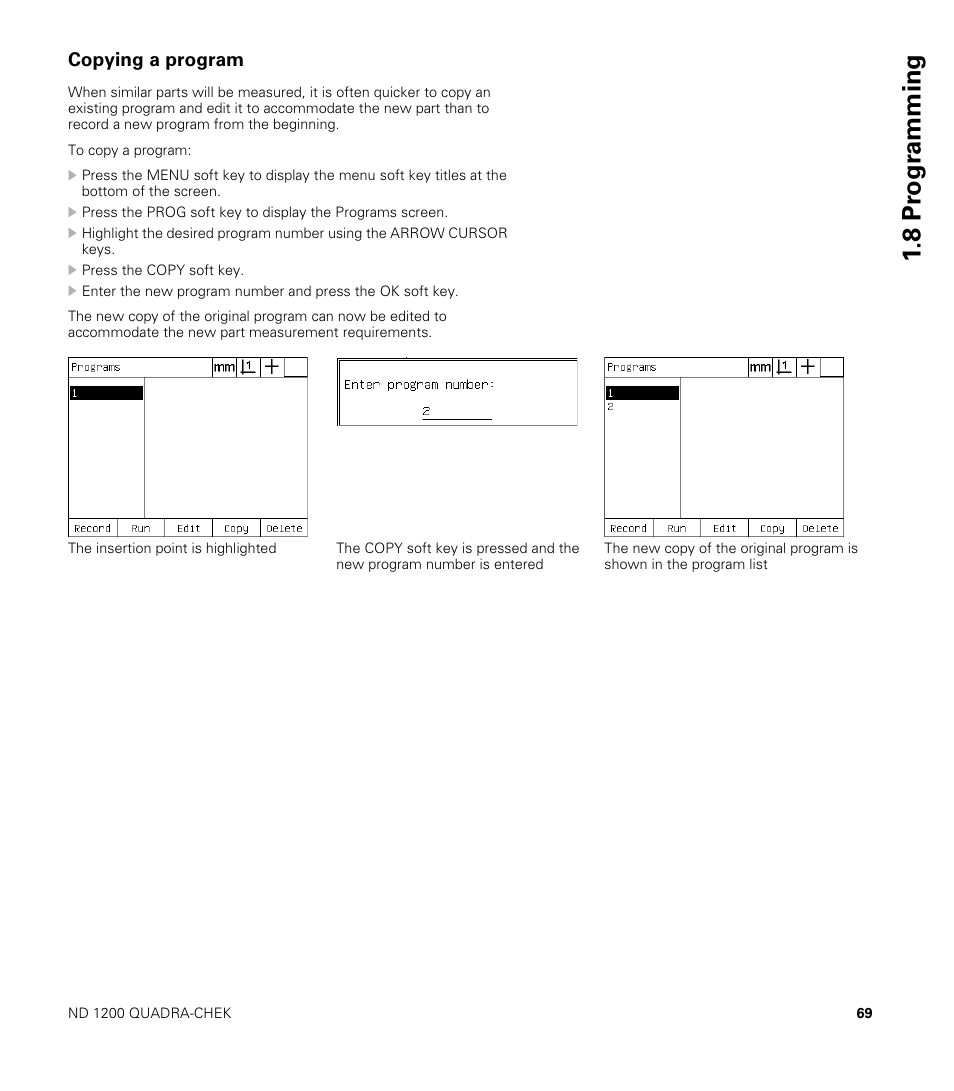 Copying a program, 8 pr ogr amming | HEIDENHAIN ND 1200 User Manual | Page 69 / 141