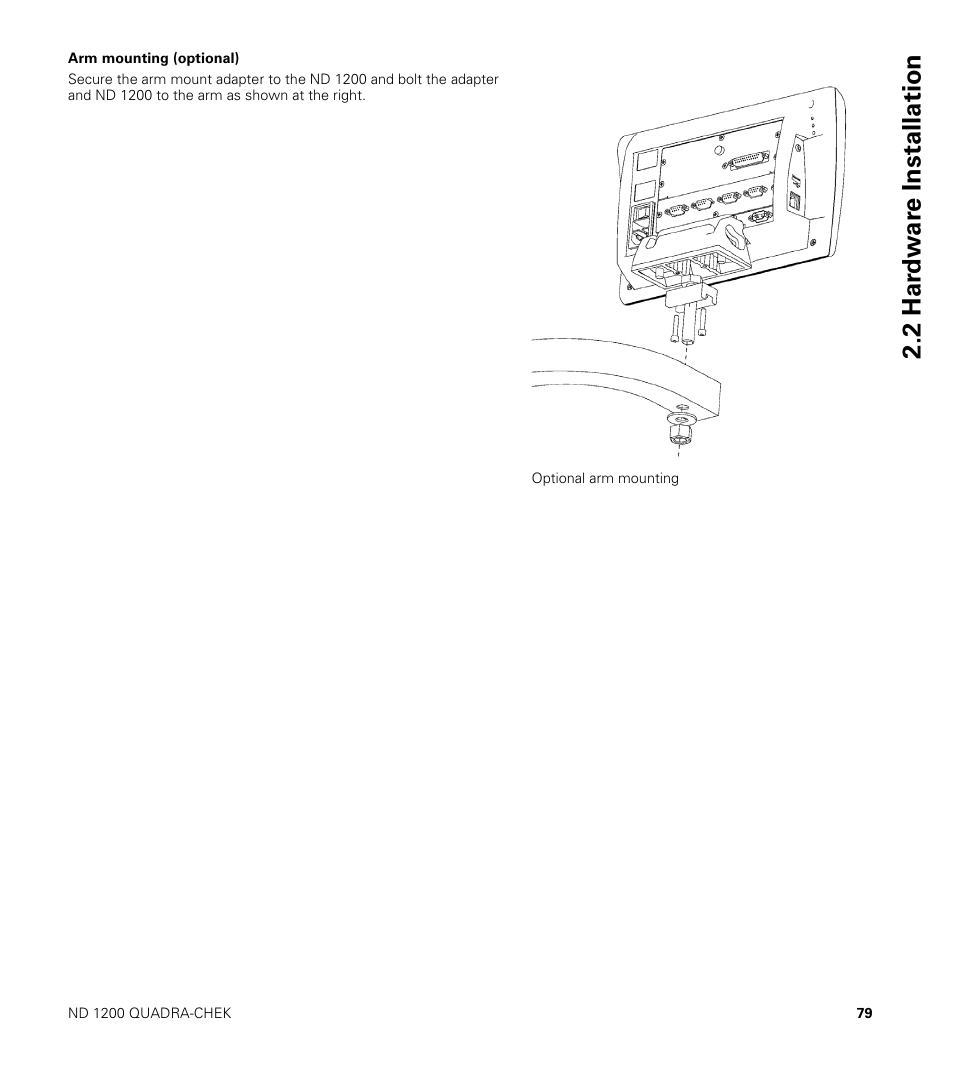 Arm mounting (optional), 2 har dw a re installation | HEIDENHAIN ND 1200 User Manual | Page 79 / 141