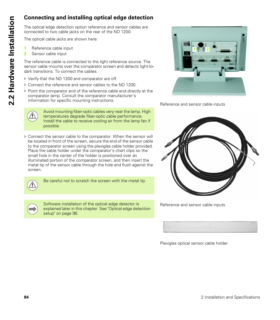 Connecting and installing optical edge detection, 2 har dw a re installation | HEIDENHAIN ND 1200 User Manual | Page 84 / 141