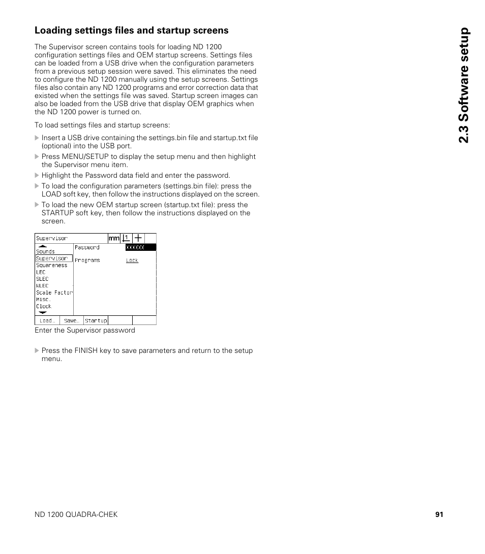 Loading settings files and startup screens, 3 sof tw a re set u p | HEIDENHAIN ND 1200 User Manual | Page 91 / 141