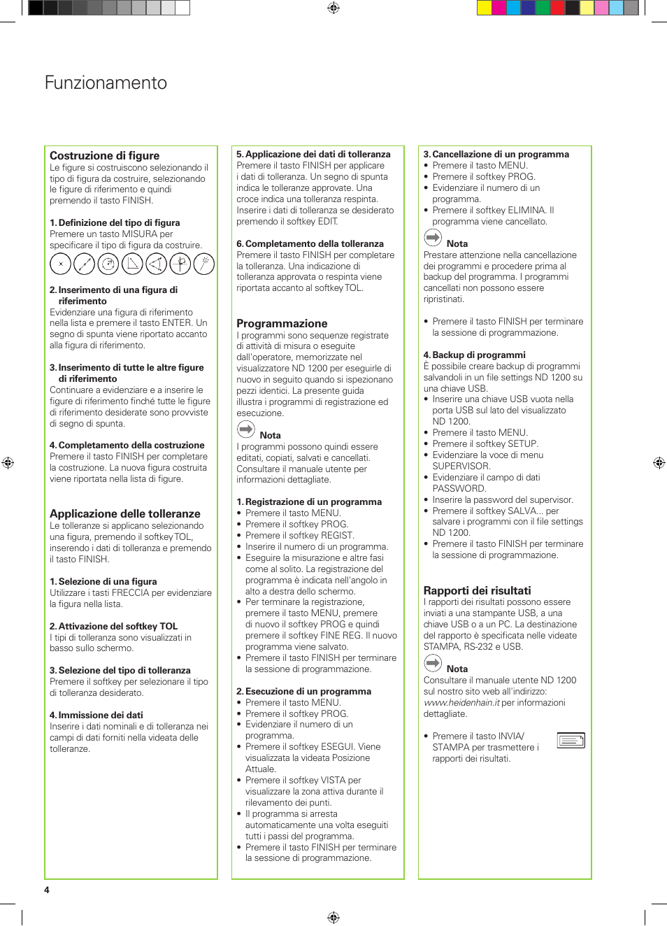 Funzionamento | HEIDENHAIN ND 1200 Quick Start User Manual | Page 18 / 64