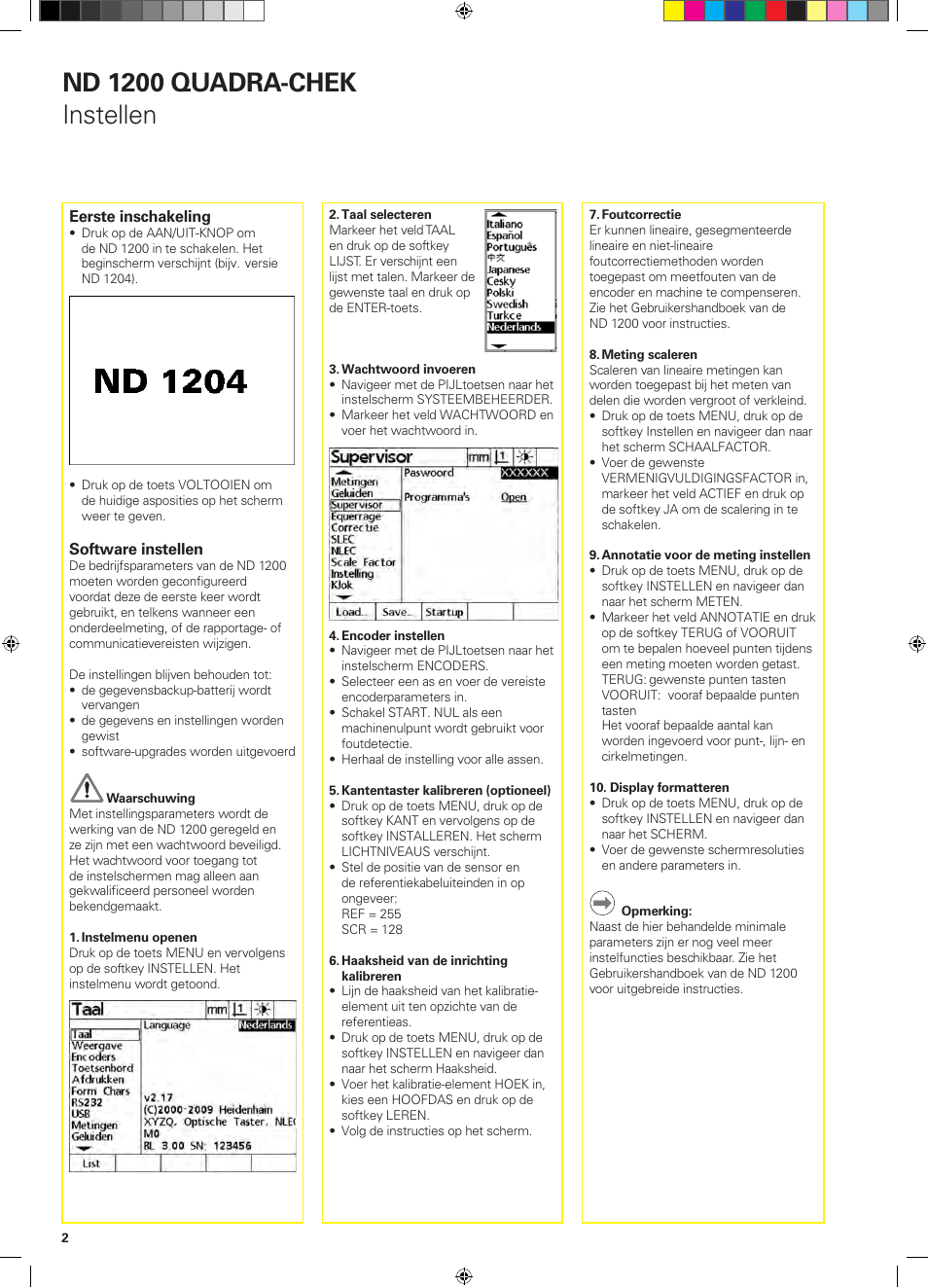 Nd 1200 quadra-chek instellen | HEIDENHAIN ND 1200 Quick Start User Manual | Page 28 / 64