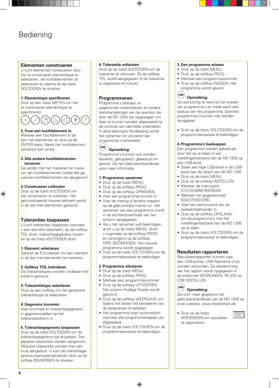 Bediening | HEIDENHAIN ND 1200 Quick Start User Manual | Page 30 / 64