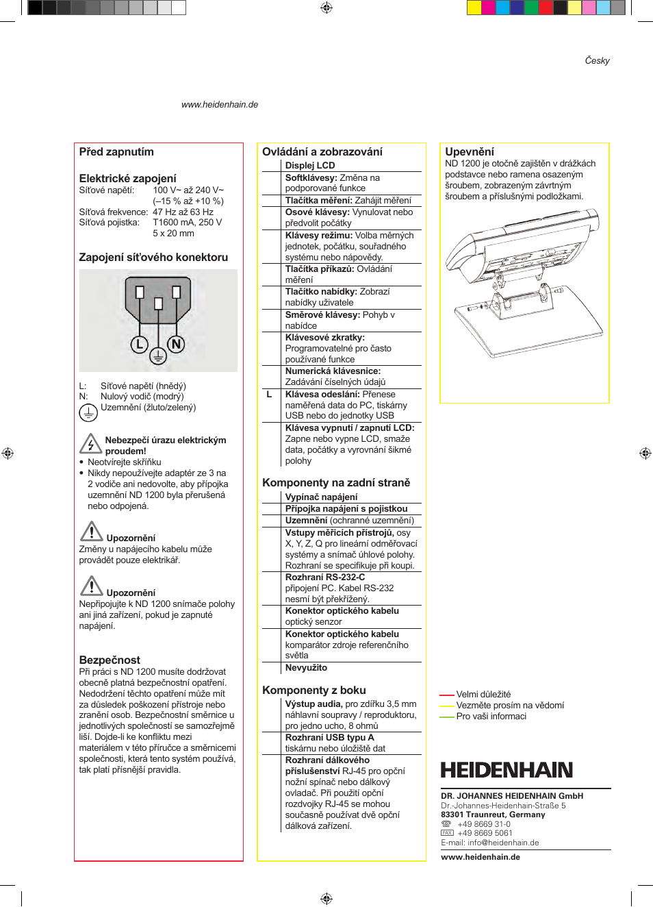 08_nd1200_quickreference_cs, Nd 1200 quadra-chek, Nastavení | HEIDENHAIN ND 1200 Quick Start User Manual | Page 31 / 64