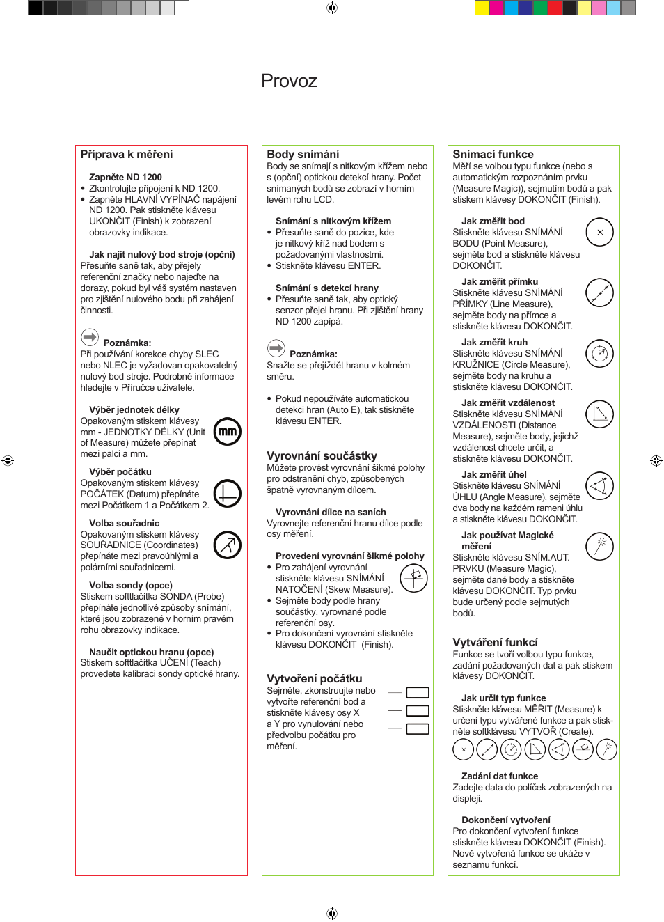 Provoz | HEIDENHAIN ND 1200 Quick Start User Manual | Page 33 / 64