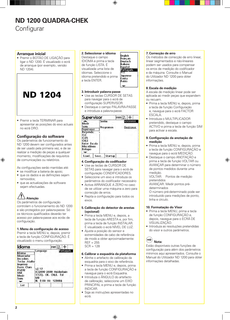 Nd 1200 quadra-chek configurar | HEIDENHAIN ND 1200 Quick Start User Manual | Page 36 / 64