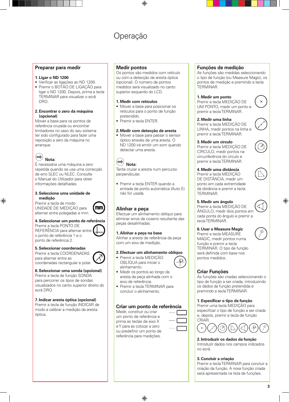 Operação | HEIDENHAIN ND 1200 Quick Start User Manual | Page 37 / 64