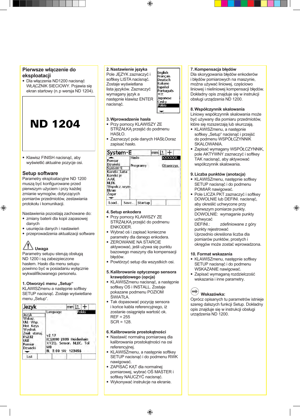 Nd 1200 quadra-chek nastawienie | HEIDENHAIN ND 1200 Quick Start User Manual | Page 40 / 64
