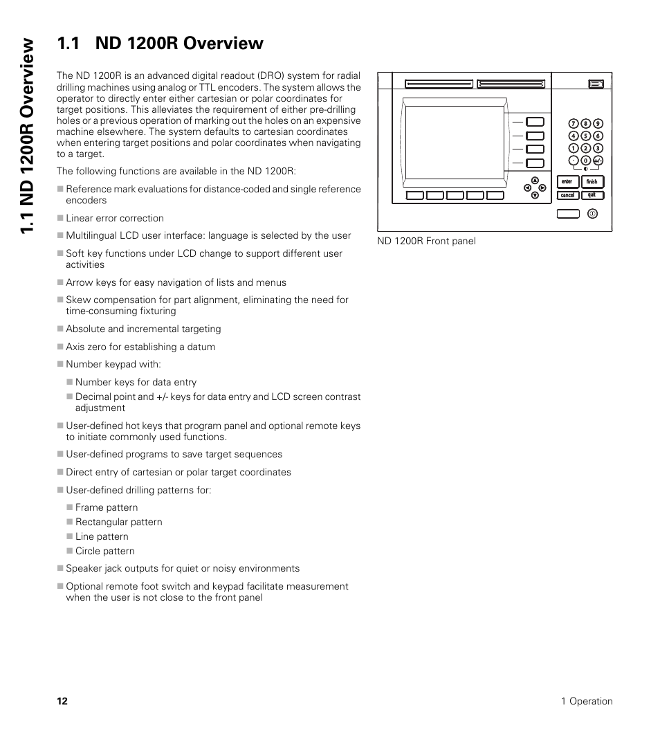 1 nd 1200r overview | HEIDENHAIN ND 1200R User Manual | Page 12 / 98