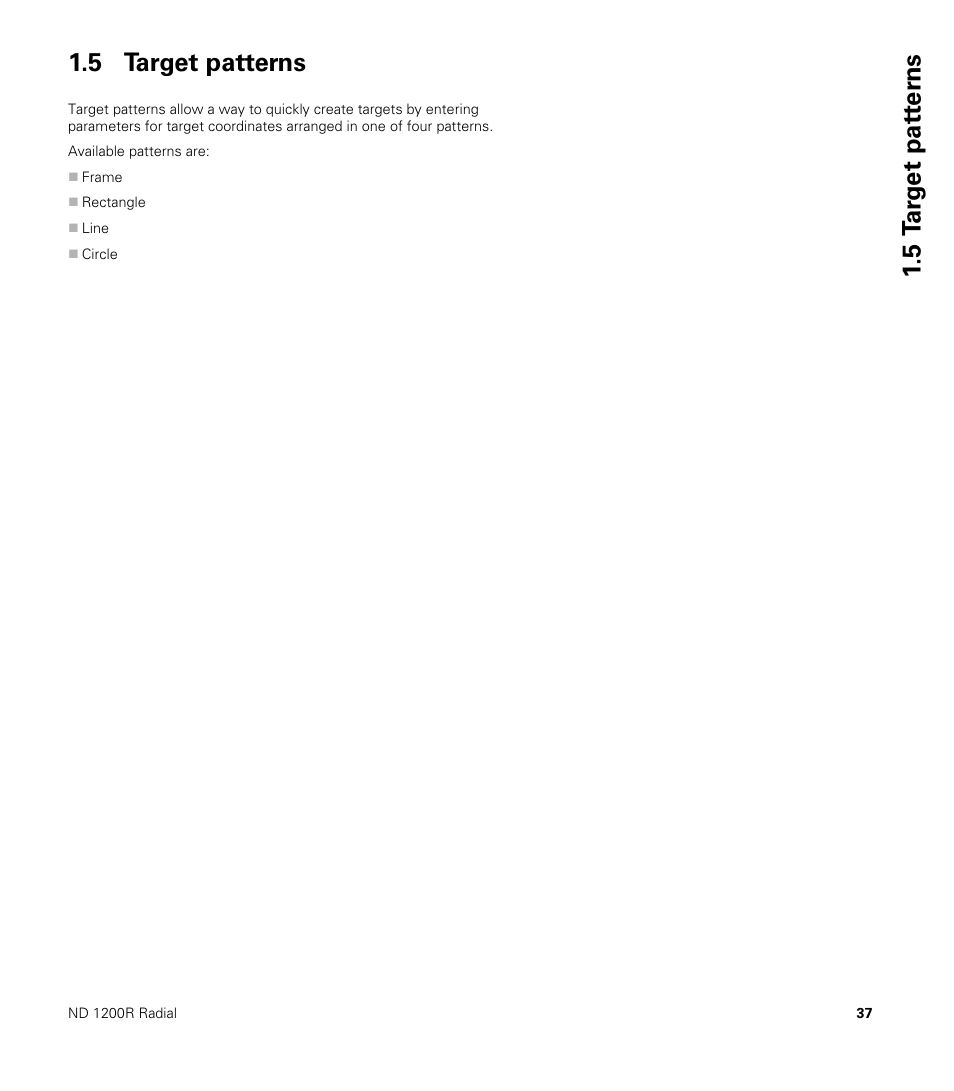 5 target patterns, 5 t a rg et pat ter ns 1.5 target patterns | HEIDENHAIN ND 1200R User Manual | Page 37 / 98